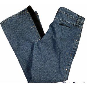 Harley Davidson Womens Sz 8 Jeans Bootcut Side Panel Flare Studded Med Wash